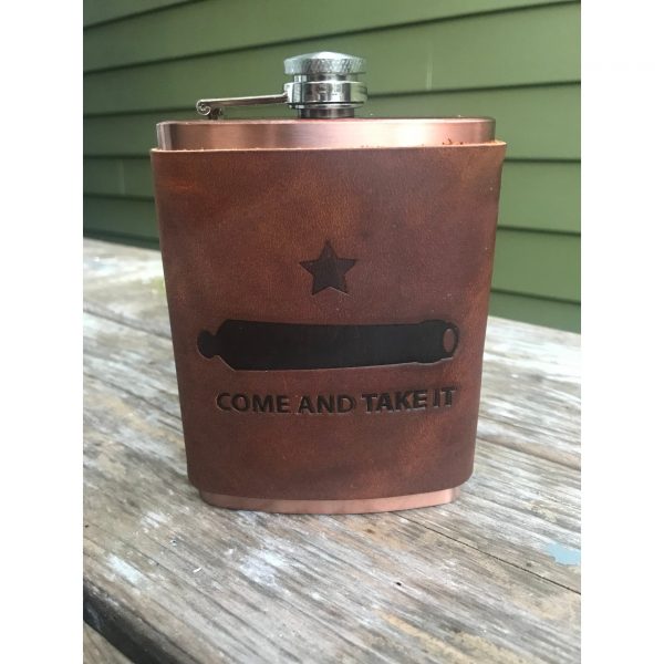 Leather Wrapped Copper Coated Flask